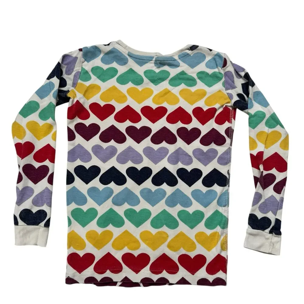 PRIMARY Rainbow Heart Stripes Long John Pajama Set Size 6-7 Kids Organic Unisex